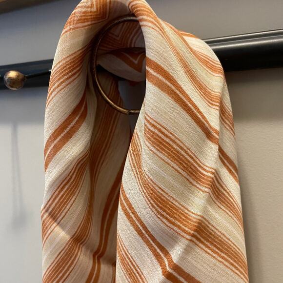 Vintage Italian Chevron Scarf RN13962 | Mod Rust Stripe Square 28” L. Vester Era - Picture 3 of 8